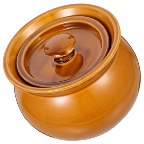 UTHCLO Olla De Cerámica Para Estofado 300 Ml Marrón Vaso De Cerámica Resistente a Altas Temperaturas Para Uso Doméstico Cocina Multifunción Suministros De Cocina
