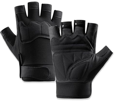 VJUYSW Gants de Cyclisme, Gants Vélo VTT, Gants Tactiques Demi-Doigts, Gants de Fitness pour Homme et Femme, Gants Tactiques sans Doigts, pour Moto Chasse Cyclisme Gym Camping (M)