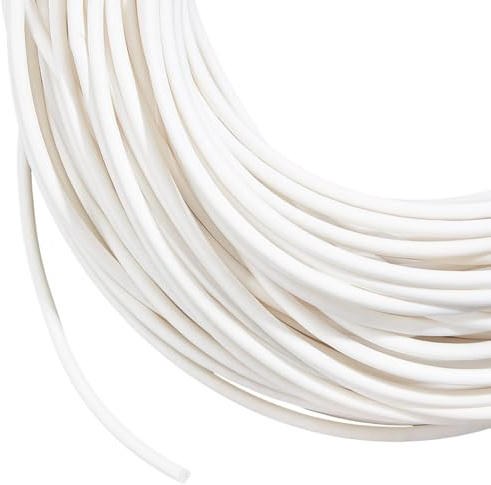 BENECREAT Cordón ribeteado de PVC de 54.68 yardas, cordón de poliéster blanco de 4 mm para ganchillo, tejer, tejer o recortar en prendas, cojines