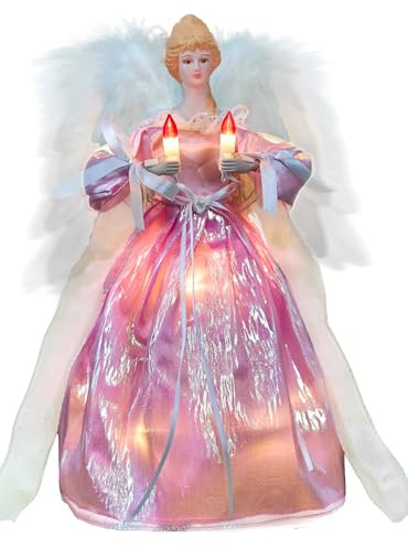 Cyraft Moving Angel Tree Topper with Lights, 12āā Pink, Separately Controlled Flapping Wings and Bright LEDs, 6 On / 18 Off Hours Cycle