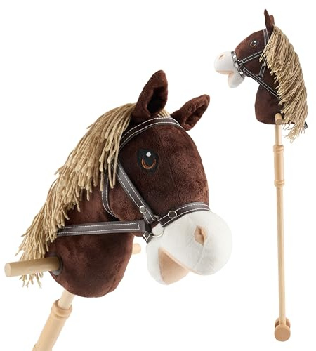 BIECO Cavallo Bastone Bambino Coco | Hobby Horse | Cavallo da Battaglia a Montare | Teste di Bellissimi Cavalli bastoni per Bambini