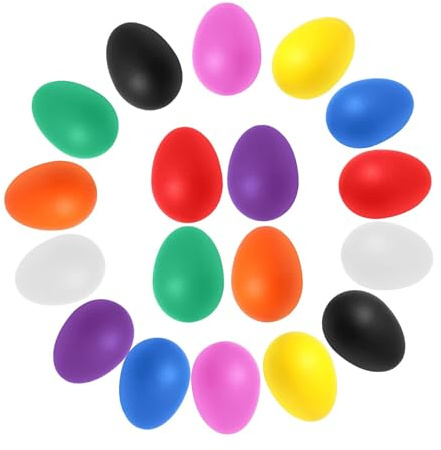 ZYIHNIRB 14 Pieces Egg Shakers Musical Percussion Instruments Maracas Sensory Rhythm Toy Set for Kids Comfortable Grip Suitable for DIY Painting Classroom Fun, 18pc