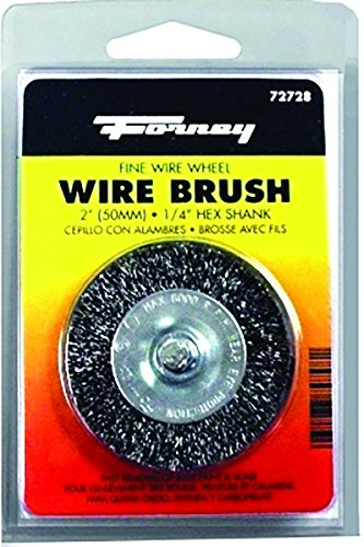 Forney 72728 Wire Wheel Brush, Fine Crimped with 1/4-Inch Hex Shank, 2-Inch-by-.008-Inch