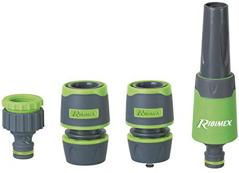 Ribimex PRA/TB.1305 Kit lancia, raccordo, presa rubinetto 1/2, Grigio/Verde, Per tubi 9 mm