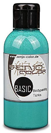 Bodypainting Farben Senjo Color Basic 75ml Türkis I Gesichts- & Körperfarbe I Karneval, Fasching I Pinsel & Airbrush Farbe