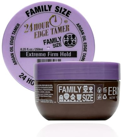 EBIN NEW YORK 24 Hour Edge Tamer Extreme Firm Hold 250 ml Strong Edge Control Gel, No Flaking, Sleek Smooth Finish, Long Lasting, Argan & Castor Oil