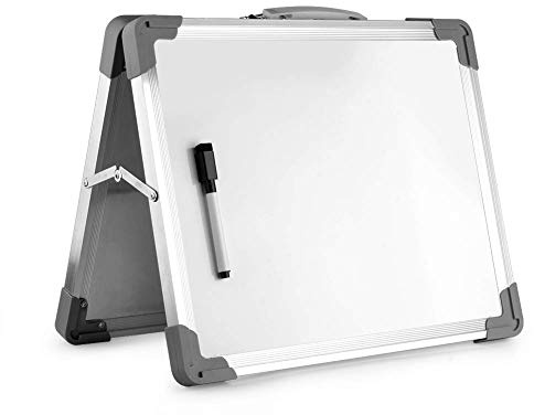 euroharry 38x30cm/15x12 Magnetische Kleines Desktop-Whiteboard-Staffelei, faltbare, doppelseitige Whiteboard-Tafel mit Trockenl?schfunktion, tragbares Whiteboard-Erinnerungsbrett ¡