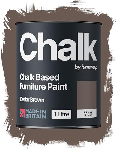 Hemway Chalk Based Furniture Paint, Cedar Brown 1L, Matt Finish Shabby Chic, Chalk Paint Furniture & Walls, Quick Dry & 1 Coat