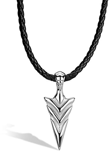 SERASAR Lederkette Herren Tribal Wikinger 60cm Silber Nordisches Anhänger