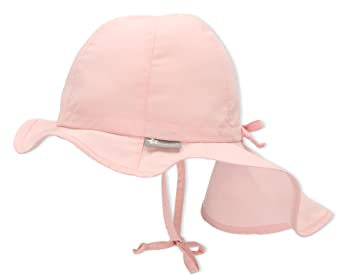 Sterntaler Sonnenhut - Mädchen Sommerhut - UV-Schutz 50+ Mütze mit breiter Krempe und Größenregulierung - Nackenschutz - Bindebänder - Baby Kinder Kopfbedeckung aus Popeline (Bio) - zartrosa, Größe 43