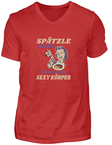 Spätzle avec sauce – Proverbes souabes – cadeaux Schwaben – T-shirt à col en V pour homme, rouge, M