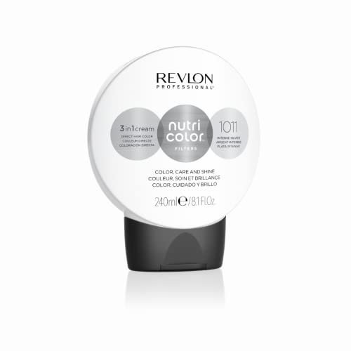 REVLON PROFESSIONAL Nutri Color Filters, Mascarilla de Coloración Temporal para el Pelo, Brillo Intenso, Tinte Pelo Mujer Tono 1011 Plata Intenso, 240 ml