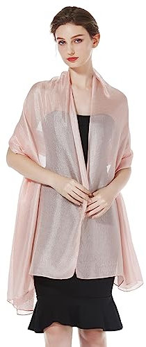 BEAUTELICATE Stola Schal Damen Festlich Leicht Umschlagtücher Halstuch Seidenschal Sommer für Abendkleid Hochzeit Brautkleider Sandstrand Helle Koralle, Einheitsgröße