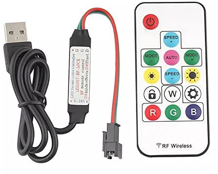Vrabocry WS2812B WS2811 SK6812 Controller LED RGB Dimmer 5V RF Wireless 3Pin Jack Uscita USB WS2812B RGB LED Strip Remote Controller
