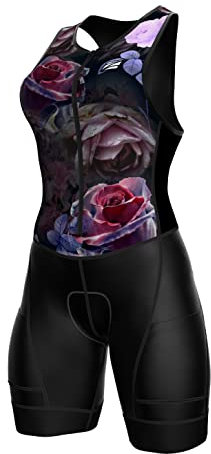 Zimco Triathlon-Anzüge für Damen, Triathlon-Anzug, Schwimmen, Radfahren, Laufen, Schwarz, floral, XXL