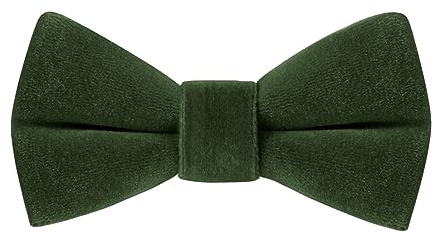 HOULIFE Sammetsfluga för barn – justerbar förknuten fluga för pojkflickor, enfärgade fjärilsflugor för fest, boll, bankett, bröllop med presentask, Olivgrön, 10x5cm