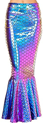 Loalirando Jupe Queue Sirène Longue Taille Elastique Slim, Jupe Déguisement, Multicolore A, M