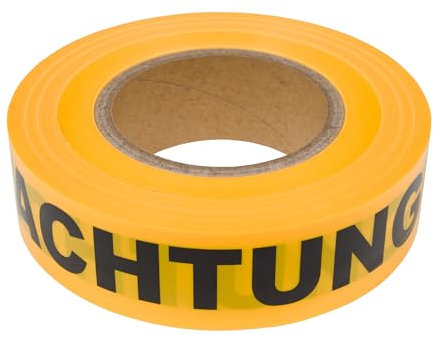 PROlac Trassenwarnband – Warnband Erdkabel mit Aufdruck „ACHTUNG KABEL“ – Robustes Trassierband, Markierungsband für Bau & Tiefbau – Gut sichtbares & widerstandsfähiges (Gelb, 40mm x 75 Meter)