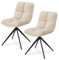 Juskys Drehstuhl Dallas 2er Set - Esszimmerstühle drehbar, Stoff Bezug - Stuhl bis 120 kg belastbar - Stühle Esszimmer, Esszimmerstuhl Samt Beige