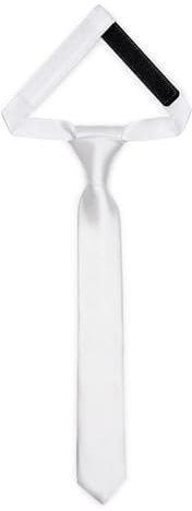 Ladeheid Cravatta per bambini per ragazzi - Look elegante lucido, Pre-legata con chiusura a strappo, Perfetta per occasioni speciali - Cravatta a clip stilosa TKS (31cm x 4cm, Bianco)