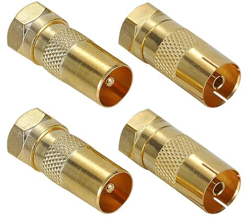 Greluma 4 Pz Adattatore tipo F maschio a coassiale maschio/femmina, 2 paia cavo coassiale antenna TV Adattatore connettori F Satellite tipo F connettore a vite per antenna coassiale RF convertitore