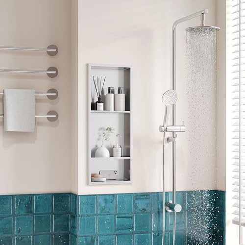 Neodrain Stainless Steel Shower Niche Recessed 3-Tier Niche Shower Storage for Bathroom 75 x 30 x 10 cm