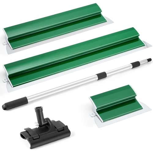 Ricyea Flächenspachtel Set, Spachtel Werkzeug und 0.7 m bis 1.57 m Teleskopstange mit Adapter im Koffer, Glättungsspatel-Kit für professionelle Anwendungen (3-tlg.)