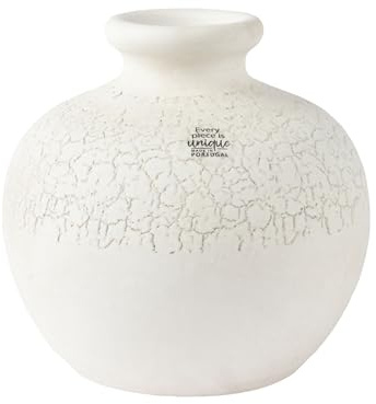 Jarrón de cerámica Craquele de 20 x 19 cm, jarrón de cerámica, jarrón de mesa para flores, jarrón decorativo de terracota, jarrones de mesa para gastronomía, decoración de mesa para boda, color blanco