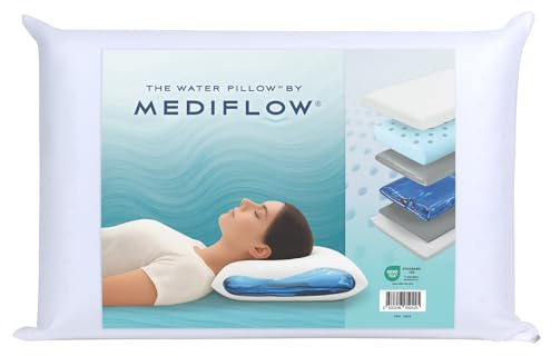 Mediflow Cuscino ad acqua in memory foam con gel rinfrescante Regolabile per alleviare il dolore al collo, adatto a chi dorme su un fianco, cuscino rinfrescante per il letto (50 x 70 cm)
