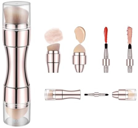 Resa ansikte makeup läppborste – dubbelsidig kosmetisk borste, infällbar makeupborste set | Blush Lip Gloss ögonskugga ögonbryn | infällbar makeupborstar för puderläppar ögonbryn foundation kvinnor