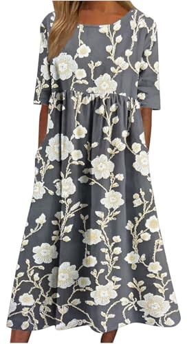 Générique Robe Femme Chic et Elegant Robe Boheme Chic Robes Portefeuille Robes Doux Dress Classique Dress Imprimé Floral Ceremonie Tenue Col en V Classique Vêtements