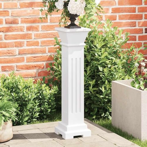 PUGYNBK Colonne à plantes carrée en MDF blanc antique, design classique avec lignes droites, idéale pour le salon, la chambre, la véranda ou les mariages