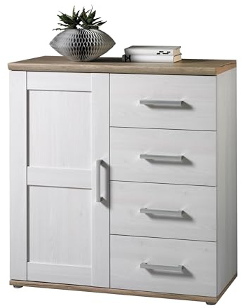 Stella Trading ROMANCE Commode en mélèze de Sibiu / chêne San Remo - armoire de style campagnard avec beaucoup d'espace de rangement pour votre salon - 93 x 100 x 45 cm (L/H/P)