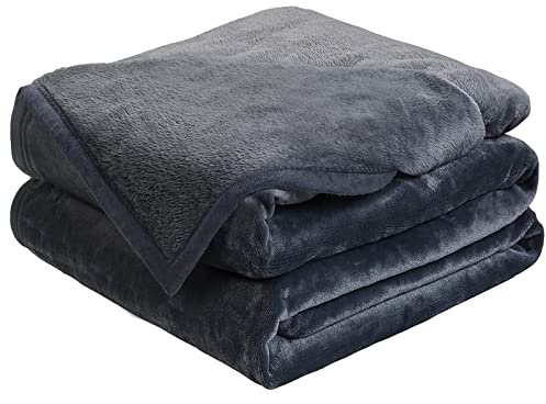 EASELAND Soft Queen Size Blanket All Season Warm Microplush Lightweight Thermal Fleece Blankets for Couch Bed Sofa,90x90 Inches,Dark Grey