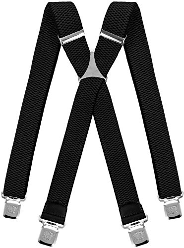 Decalen Hosenträger für Herren breit extra starken 4 cm mit 4er Clips X Form lange für Männer und Damen Hose (Schwarz)