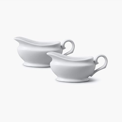 WM Bartleet & Sons 1750 TSET31 Set of 2 Mini, Individual Traditional Porcelain Gravy and Sauce Boats 90ml, White