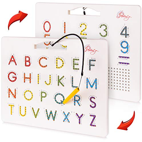 Magnetic Alphabet Tracing Board - double sided letters & numbers Magnetic Tracing Board, ABC magnets learn to write with magnetic pen, STEM toy letters learning, handwriting games, writing montessori