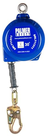 Palmer Safety SRD 30 FT. Self Retracting Lifeline I ANSI Z359.14-2021 Class 1 I SRL Device Swivel Top Galvanized Cable w/Small Steel Snap Hook I Fall Arrest Safety Yoyo