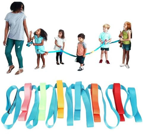Children Safety Walking Rope, 368cm/144.88in Anti‑Lost Toddler Safety Line with 12 Colorful Handles Baby Kid Outdoor Safety Daycare Rope for Preschool Daycare Kindergarten School Teachers