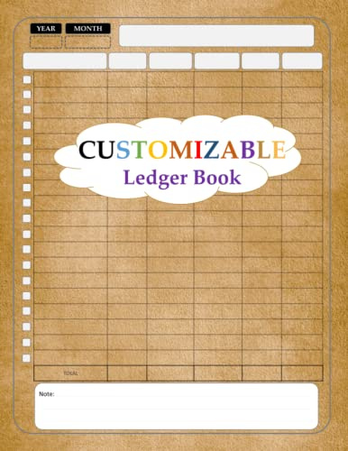 Customizable Ledger Book: Simple Inventory Log book, Blank Sheets Ledger for Bookkeeping or Tracking Income Expense Accounts for Small Business Accounting and Finance, Home or Office.