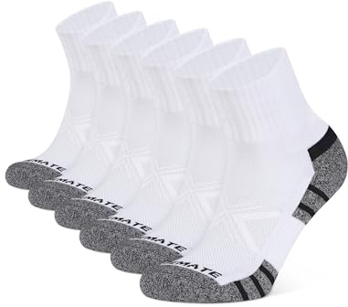 CLOSEMATE Chaussettes de Sport Homme Femme 39-42 43-46 47-50 Socquettes Basses en Coton 6 Paires Respirantes Antidérapantes pour Running Randonnée Cyclisme Tennis Travail en Blanc Noir Gris