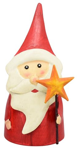 ETC winterlicher weihnachtlicher Zaunhocker Nikolaus Santa Metall bemalt Verschiedene Motive zur Auswahl (rot mit Stern)