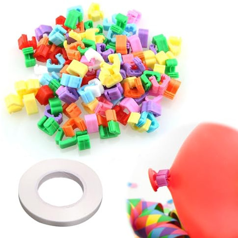 Ballon Knotenhilfe,300 Stück PVC Luftballon Verschlüsse Bunt Luftballon Knotenhilfe luftballon Verschluss Helium Ballons Geknotete Schnalle,con 10m Ballonband,für Balloons,Helium Balloon,Ballonband
