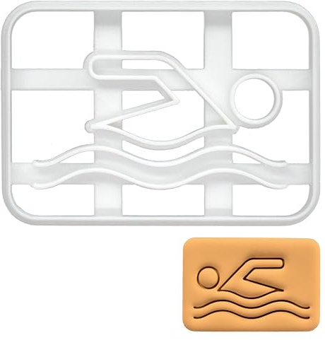 BAKERLOGY Emporte-pièce Symbole de natation - Conception détaillée d'emporte-pièces pour la pâtisserie et l'artisanat, adaptée au fondant, à la pâte, à l'argile