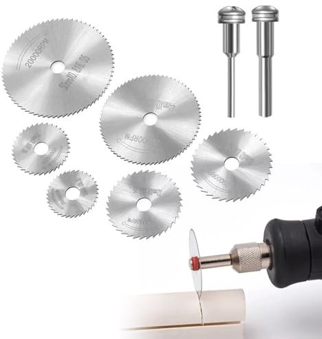 Includes 6 Cutting Discs and 2 Mandrels, HSS Saw Blades for Rotary Tools, Ideal for Wood, Plastic, and Metal Cutting (8 PieceAccessory Set)