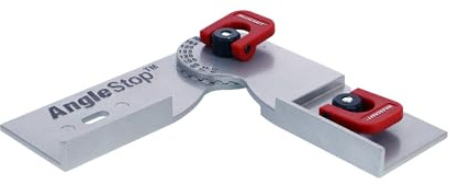Milescraft 4033 Angolo di arresto in metallo multi-angolo T-Track Corner Stop per angoli da 60° a 300° con incrementi di 15°. Basso profilo per tavole da 3/4 o più spesse