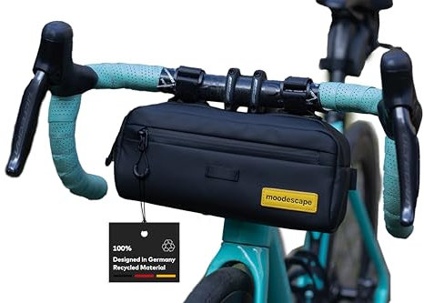 moodescape® Lenkertasche, 2,5 Liter, Wasserdicht - Robustes recyceltes Polyester - Einhändige Öffnung - Spannungsverstellbarer Riemen - Für Gravelbike, Rennrad, MTB