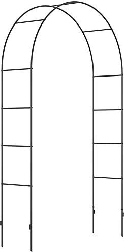 Outsunny Outdoor Garden Arch, Metal Garden Arbor for Climbing Plants, Roses, Vines, Wedding Arch for Outdoor, 140L x 40W x 240H cm, Black