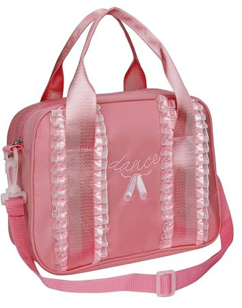Jesustree Bolsa de Ballet para Niñas, Bolso de Deporte Pequeña Infantil Bolsa de Hombro de Baile, Bolsa de Viaje Escuela Gimnasia Mochila de Ballet Zapato de Baile Bordado Mochila Rosa