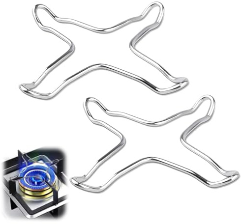 AOEVUIR Lot de 2 Supports pour Réchaud à Gaz en Acier Inoxydable - Adaptateur Universel pour Wok et Casseroles (10 cm) - Léger et Compact